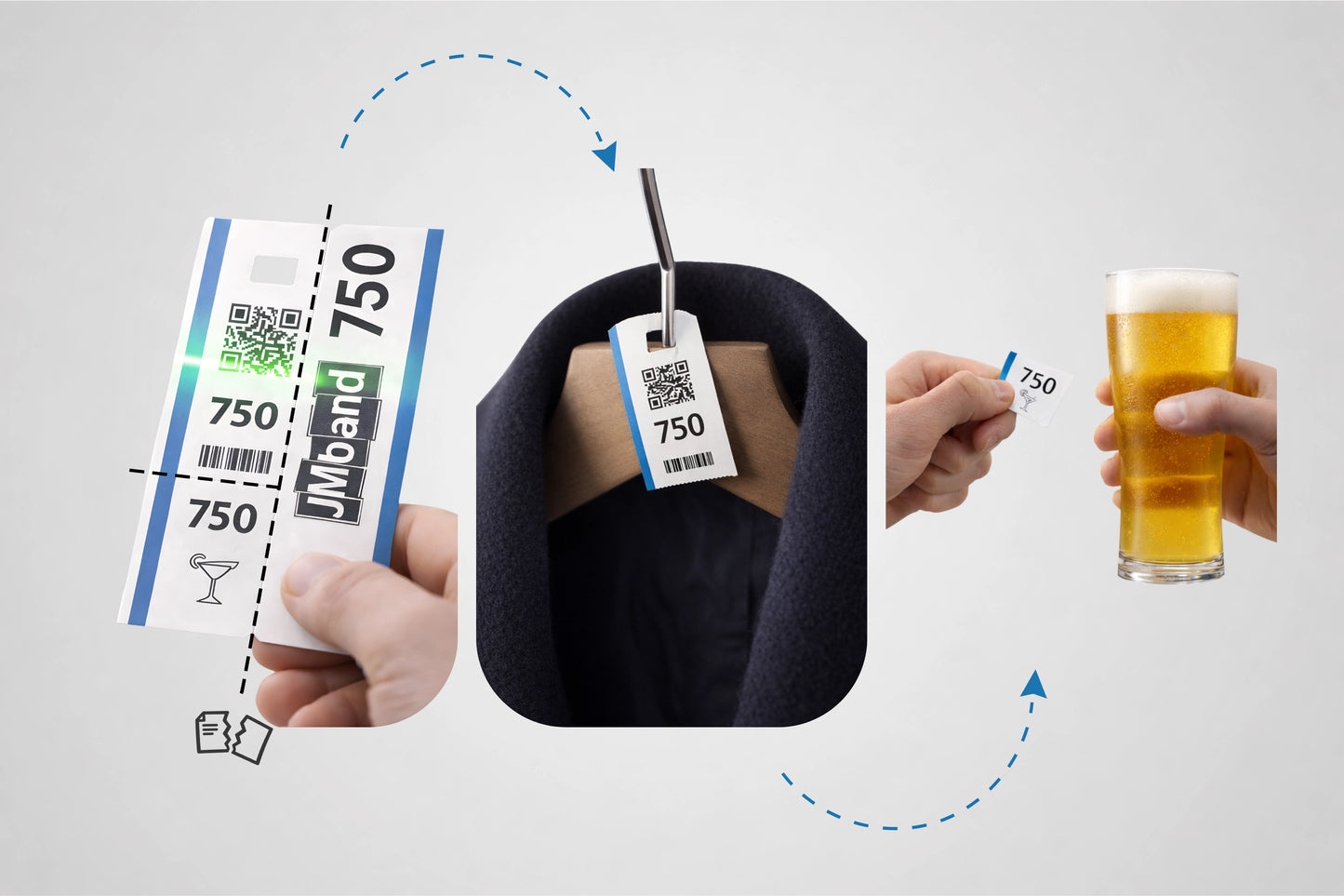 3-delte termiske garderobebilletter (1000stk)