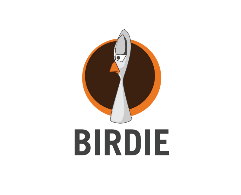 Birdie-logoen med en skje i midten.