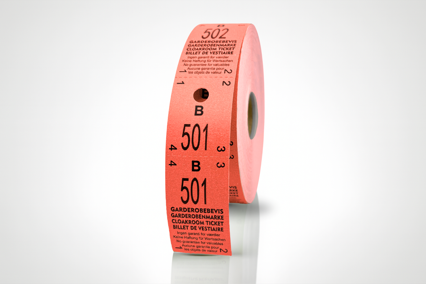 Garderobebilletter 2-delt (500 stk)