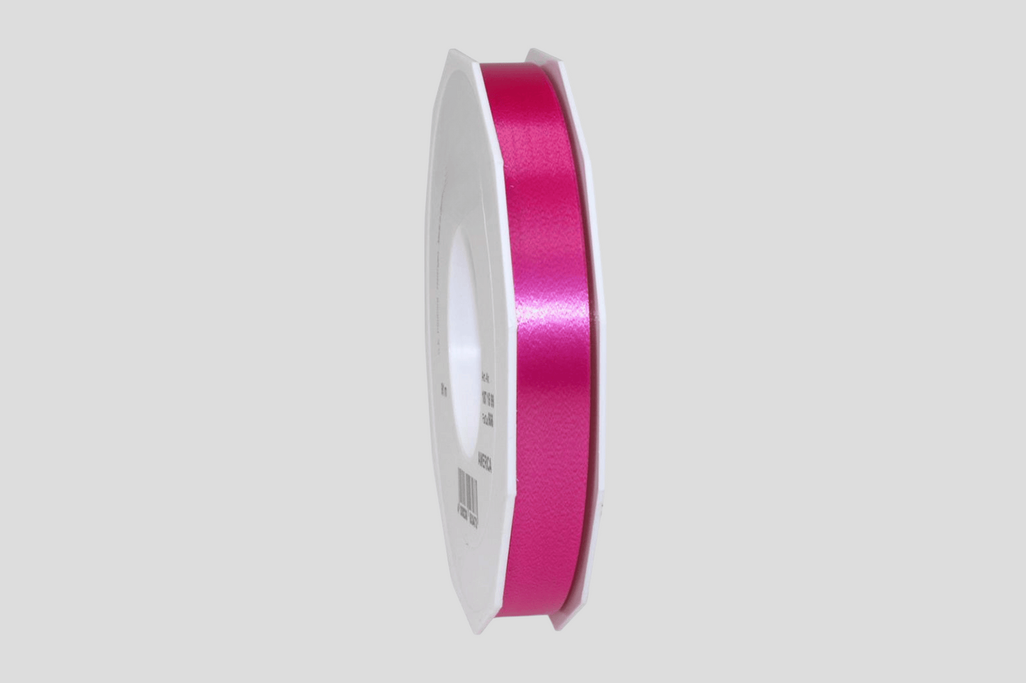 Et Polyprotex JM Band NO 15 mm rosa satengbånd på hvit bakgrunn.