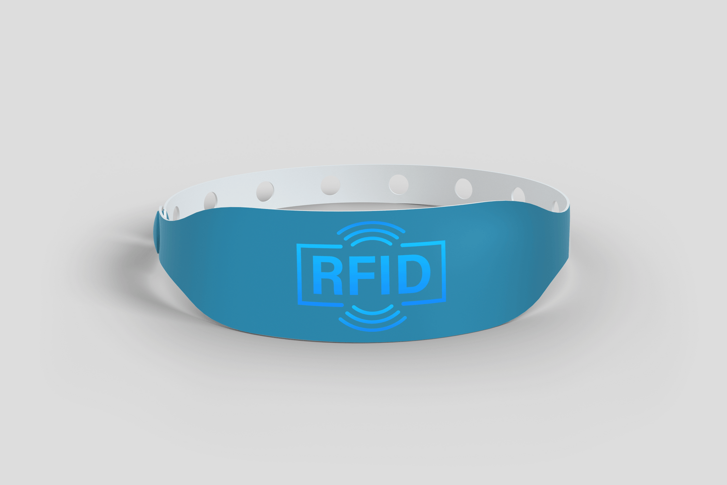 Et rfid-armbånd med blått lys på.