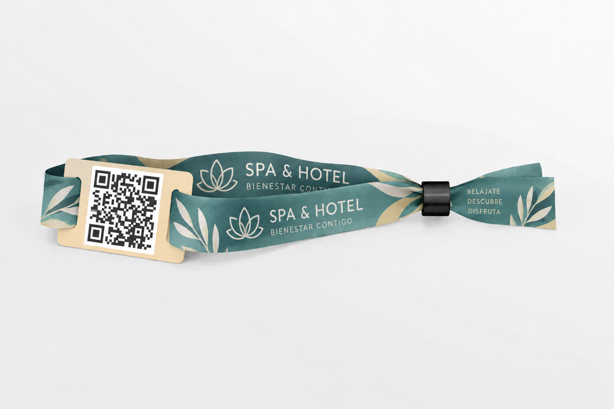 Stoffarmbånd med QR-Kode og trykk