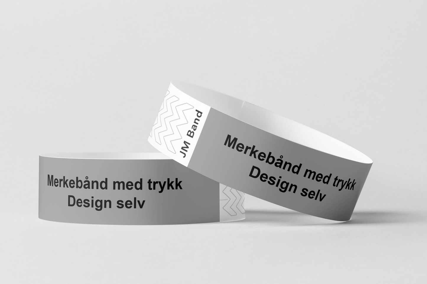 To armbånd, Merking av kassetttrykk Design selv og JM Band NO, påsydd.