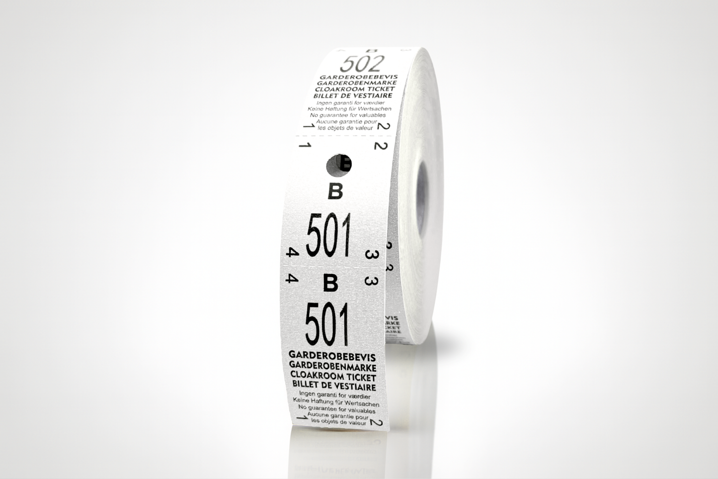 Garderobebilletter 2-delt (500 stk)
