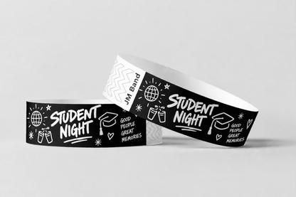 Papirarmbånd med hvit trykk - design selv