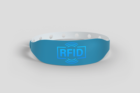 Et blått lys RFID plast armbånd laget av plast av JM Band NO.