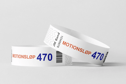 Et par Startnumre armbånd Via eMail festivalarmbånd med ordet JM Band® på.