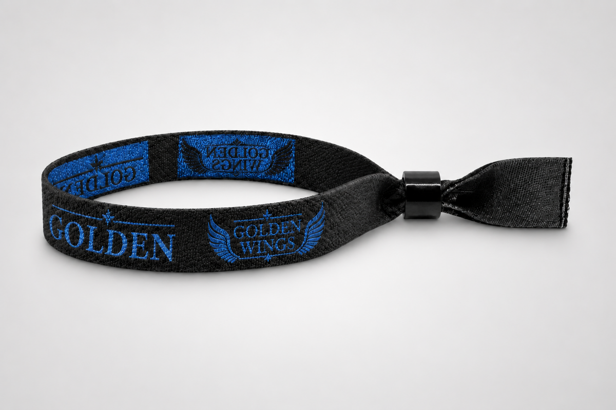 Vevde festivalarmbånd med metallisk tråd