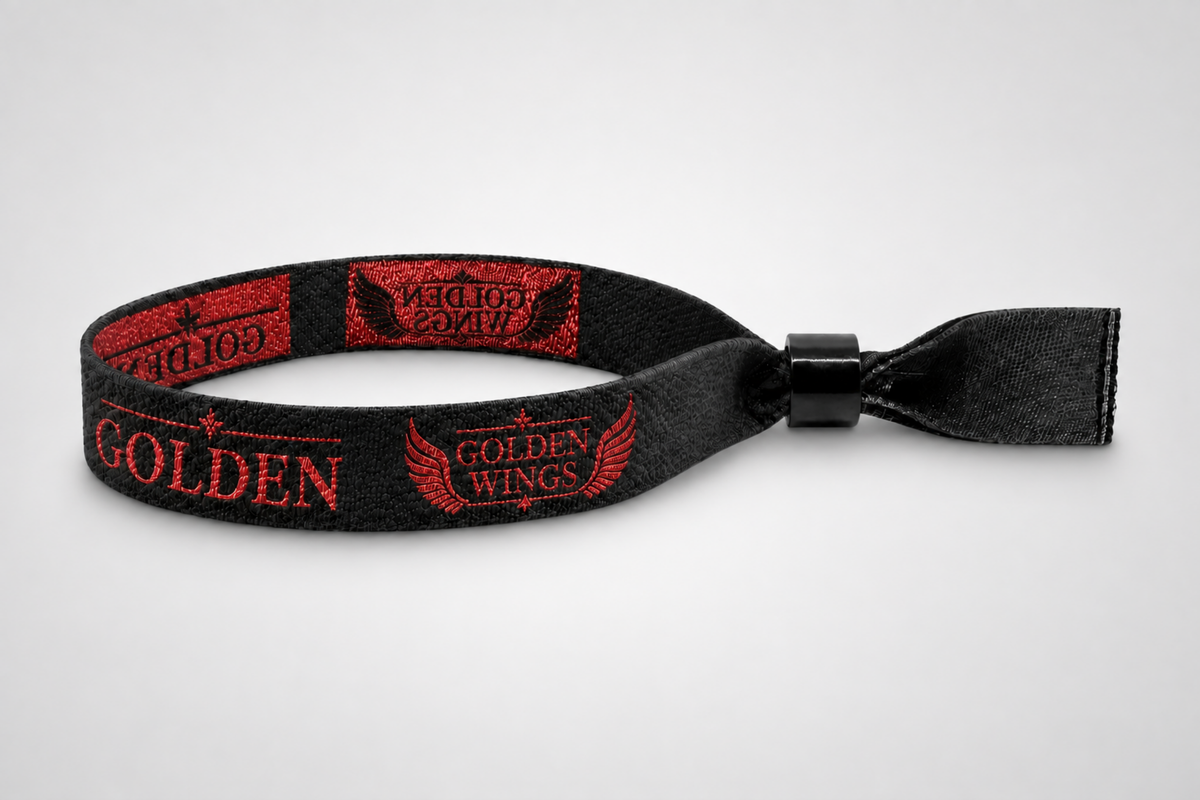 Vevde festivalarmbånd med metallisk tråd