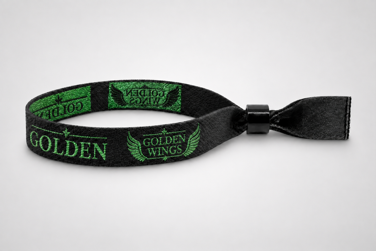 Vevde festivalarmbånd med metallisk tråd