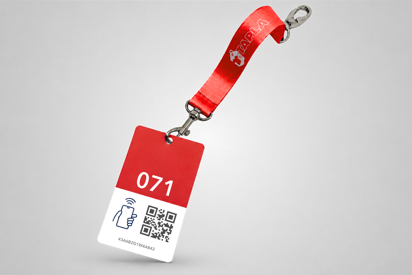 Røde Garderobetags med NFC og QR-kode fra JM Band®