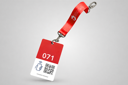 Røde Garderobetags med NFC og QR-kode fra JM Band®