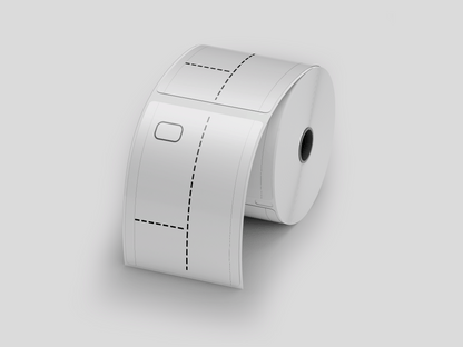 En rull med hvit Garderobe billetter termisk - Print Selv papir brukt til inngangsbilletter eller Garderobe billetter på en grå bakgrunn, av JM Band NO.