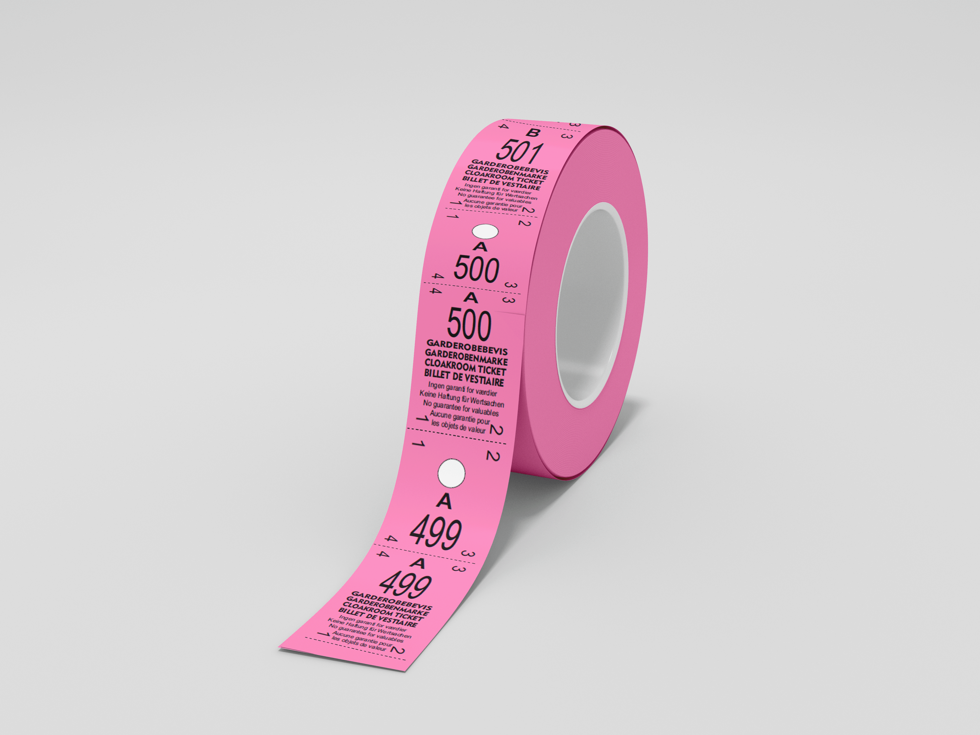 En rosa tape med et nummer på.