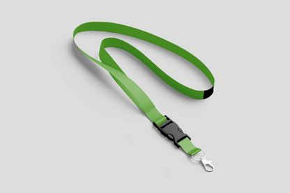 Et grønt Nøkkelbånd polyester farger På lager fra JM Band NO på grå bakgrunn.
