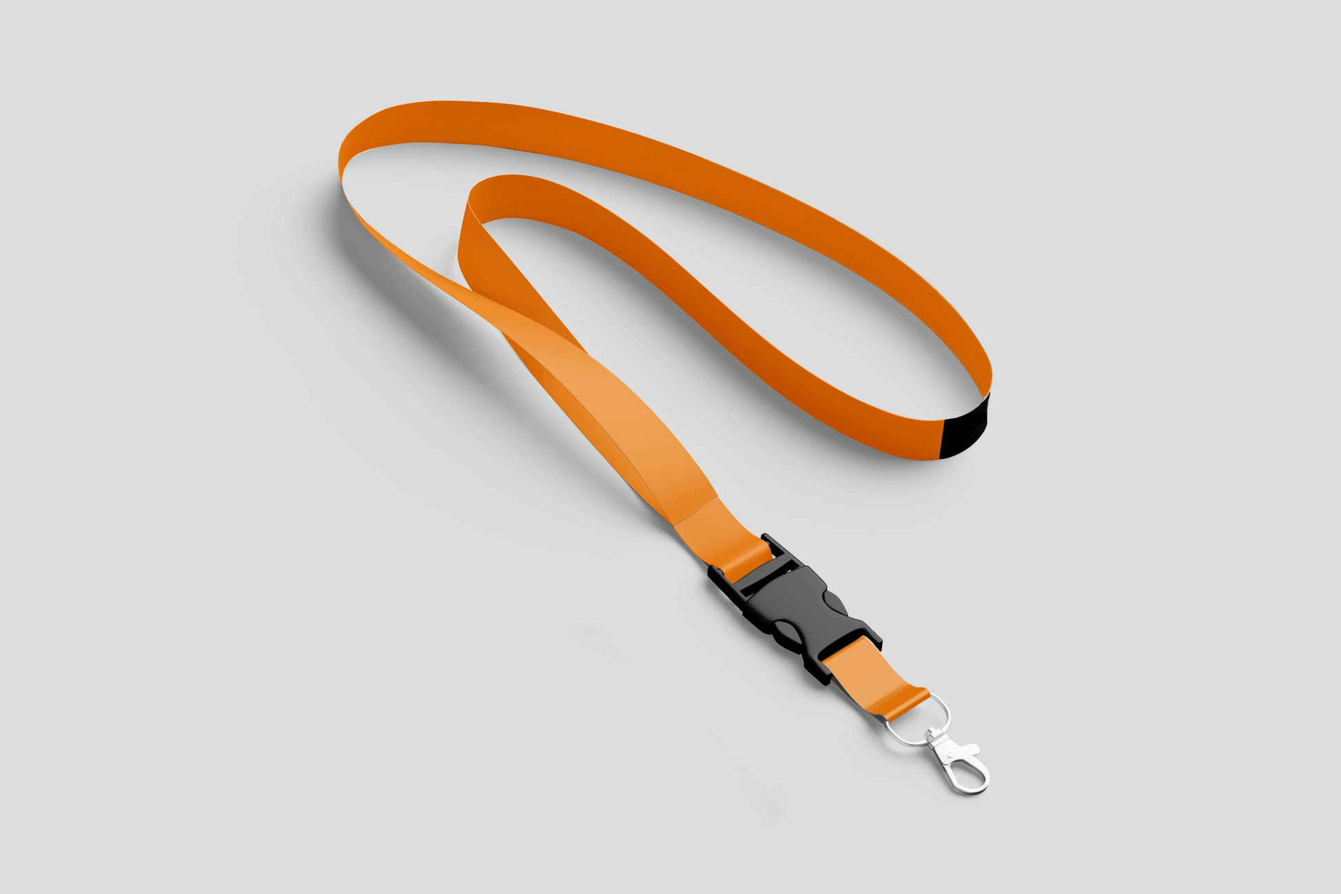 Et oransje Nøkkelbånd polyester farger På lager av JM Band NO på grå bakgrunn.