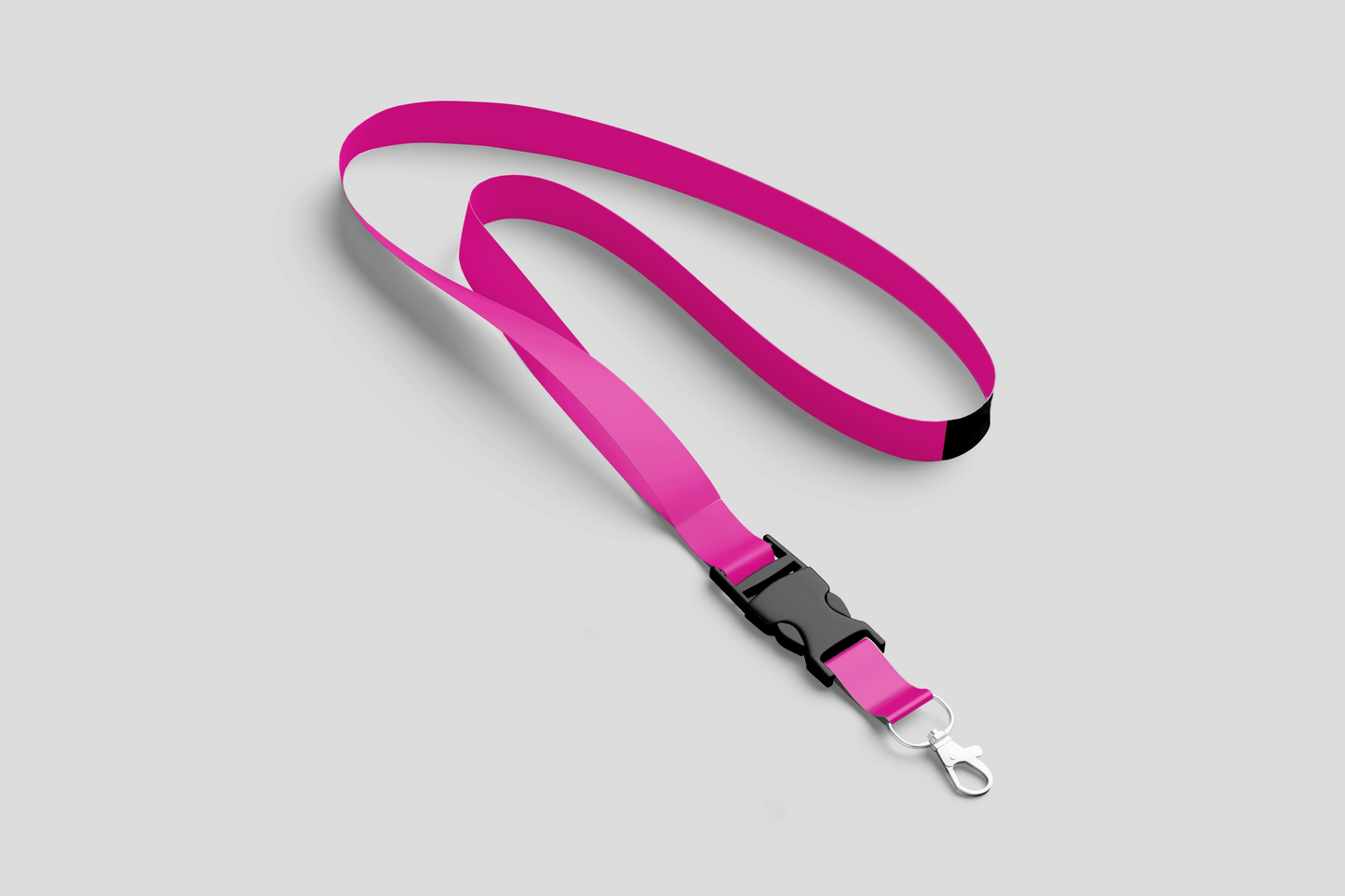 Et rosa JM Band NO nøkkelbånd polyester farger På lager med sort plastlås.