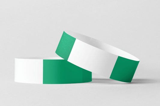To Armbånd termisk - Print Selv armbånd på hvit bakgrunn laget av termisk plast av JM Band NO.